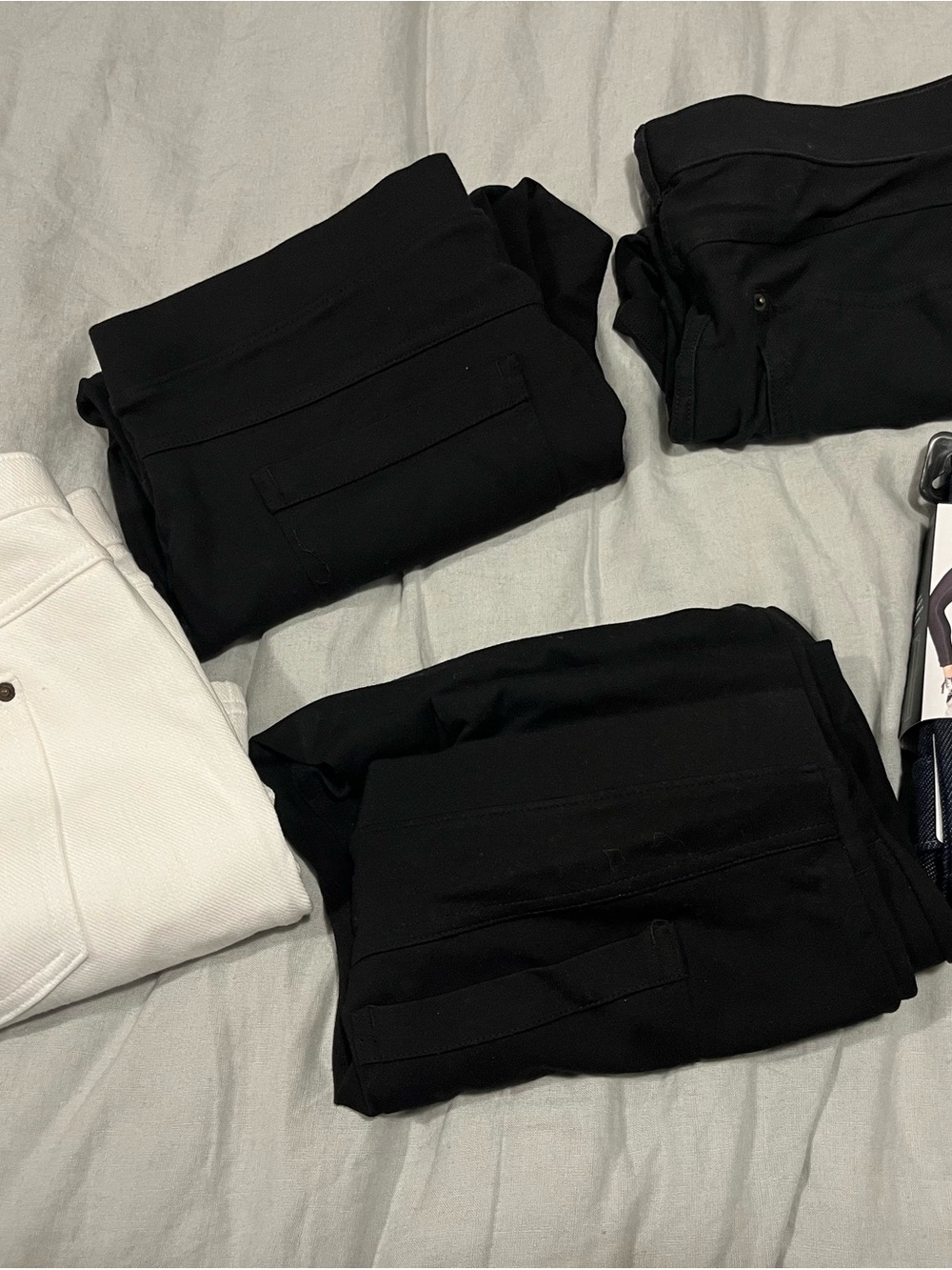 HUE Black Leggings Trio with White Accent